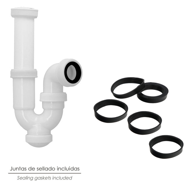 Sifon curvo extensibletuerca loca  1 1/2" ø 40 mm