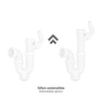 Sifão curvo extensível com tomada para máquina de lavar 1 1/2" ø 40 mm