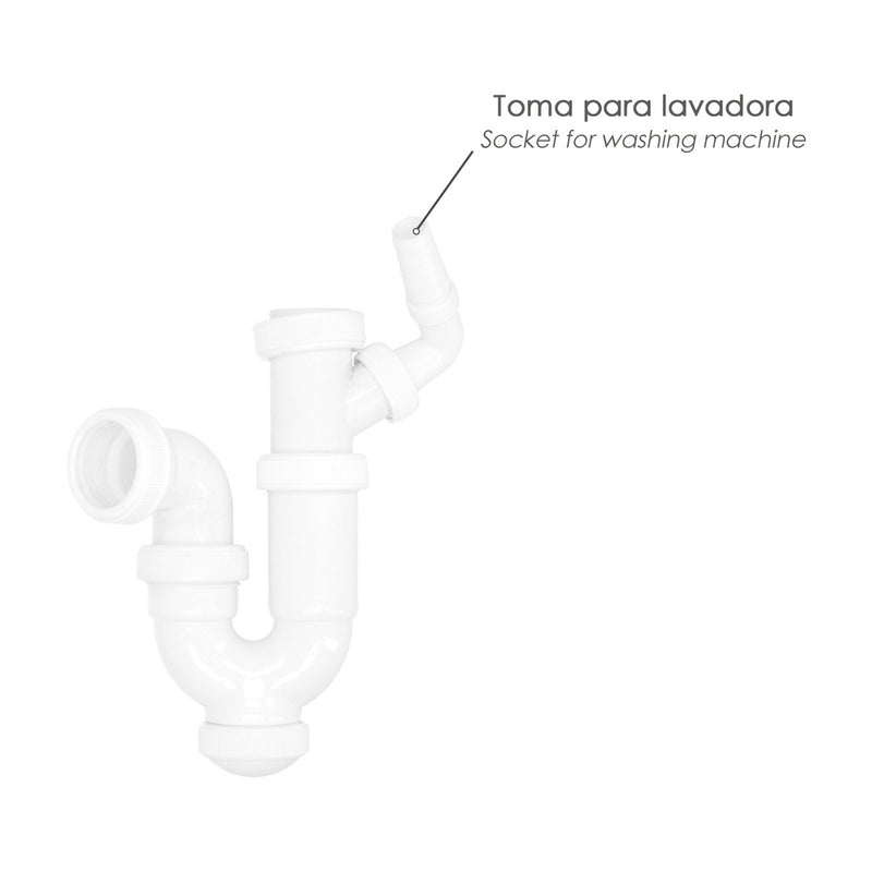 Sifon curvo extensible con toma lavadora  1 1/2" ø 40 mm