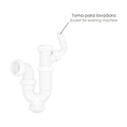 Sifão curvo extensível com tomada para máquina de lavar 1 1/2" ø 40 mm