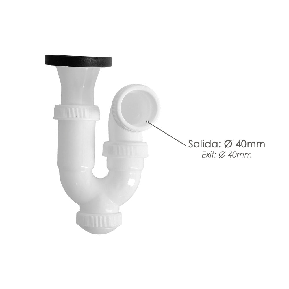 Sifão curvo extensível com válvula e tampa 1 1/2" ø 40 mm