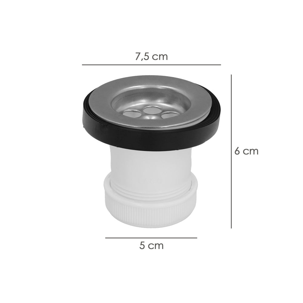 Válvula para lavatório/bidé com tampa e corrente, saída de 1 1/2" ø 40 mm