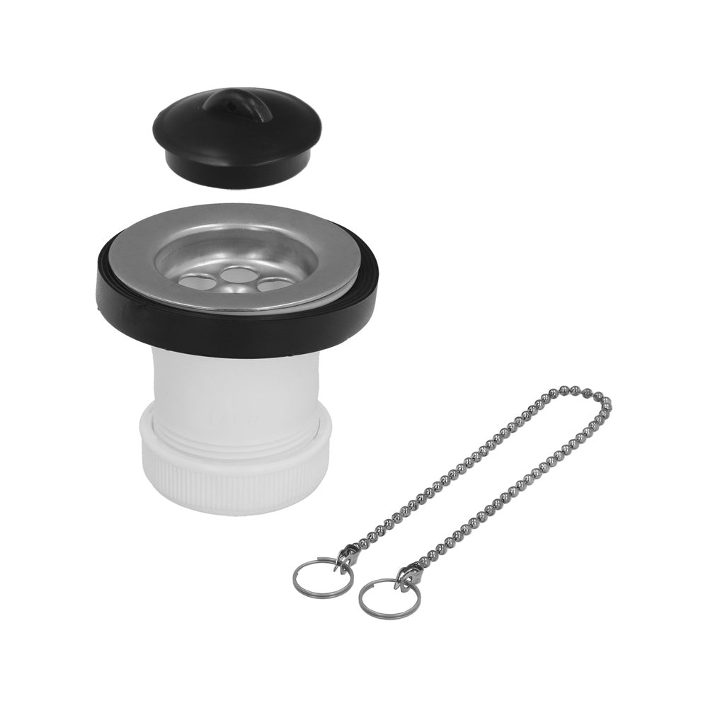 Válvula para lavatório/bidé com tampa e corrente, saída de 1 1/2" ø 40 mm