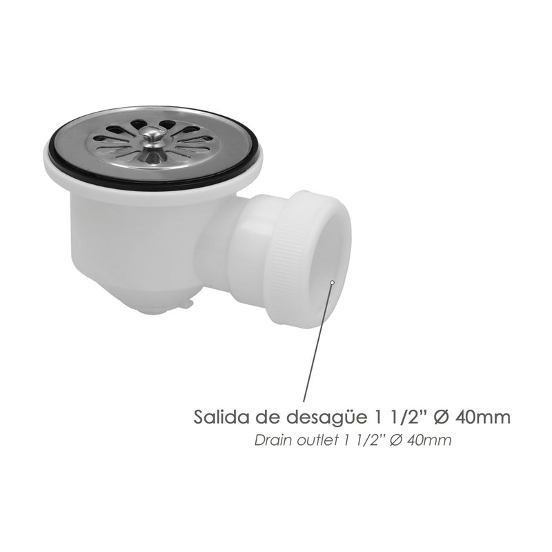 Valvula plato ducha 1 1/2" salida ø 40mm sifónica