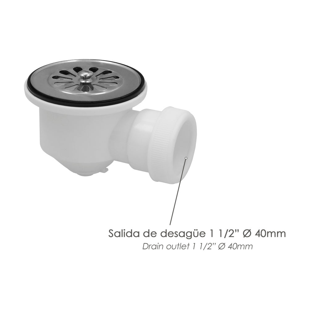 Shower tray waste 1 1/2" outlet ø 40mm siphonic