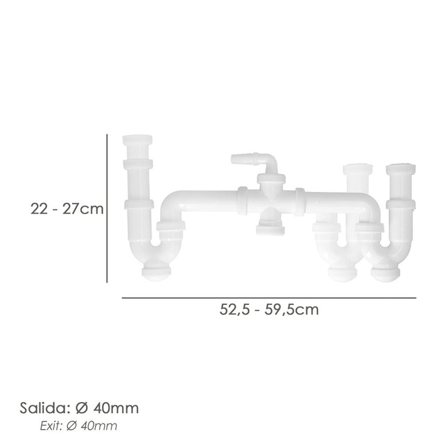 Sifon doble con racor 1 1/2" salida ø 40 mm extensible