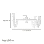 Sifão duplo com porca de união 1 1/2" saída ø 40 mm extensível