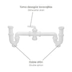 Sifão duplo com porca de união 1 1/2" saída ø 40 mm extensível