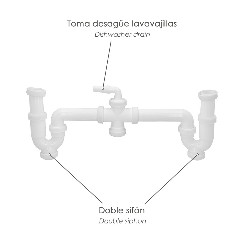 Sifão duplo com porca de união 1 1/2" saída ø 40 mm extensível