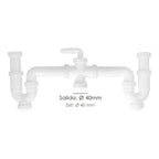 Sifão duplo com porca de união 1 1/2" saída ø 40 mm extensível