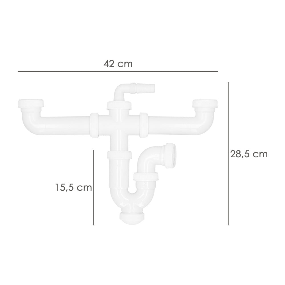 Double siphon with double waste 1 1/2" ø 40mm
