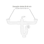 Double siphon with double waste 1 1/2" ø 40mm