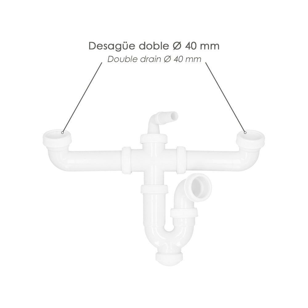 Double siphon with double waste 1 1/2" ø 40mm