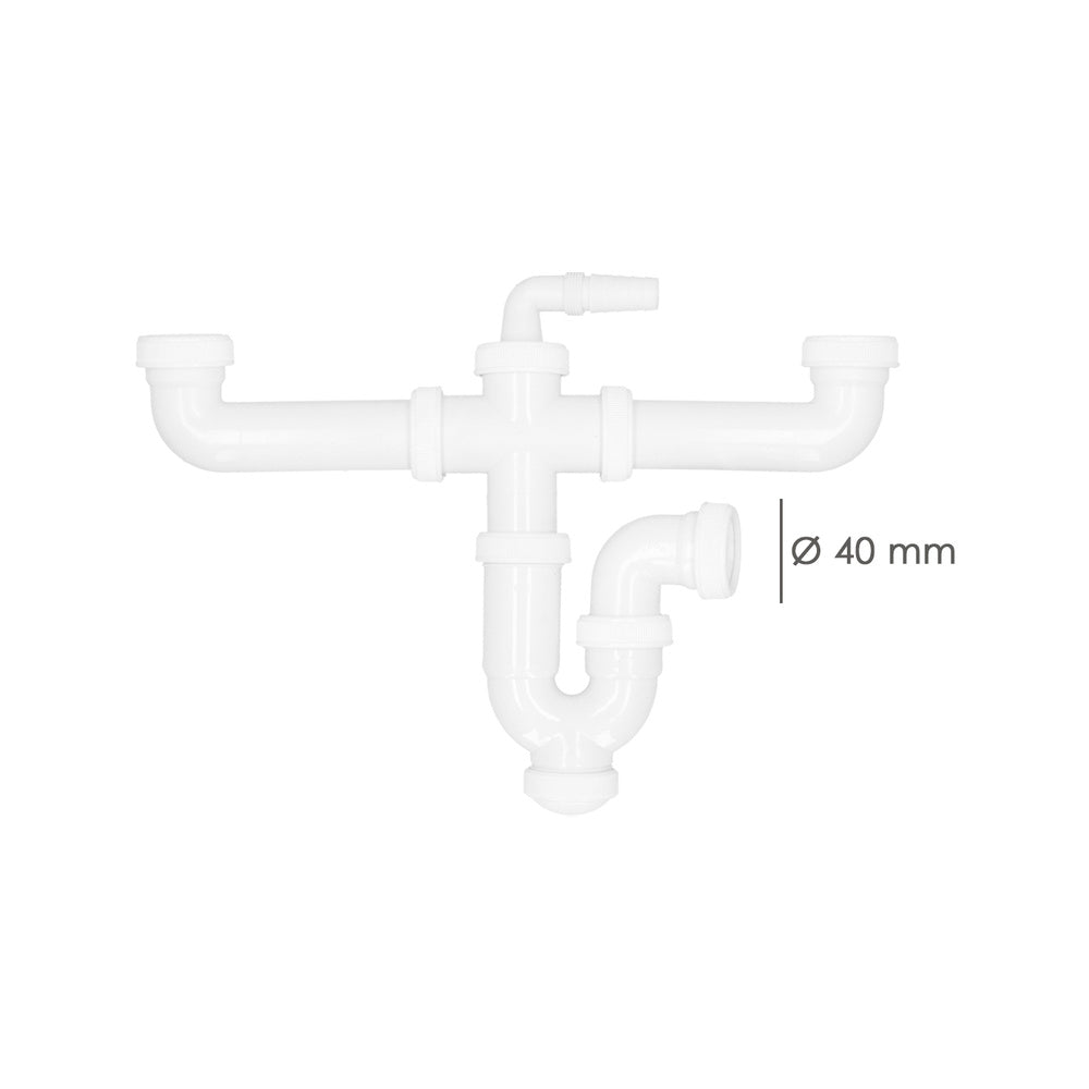 Double siphon with double waste 1 1/2" ø 40mm