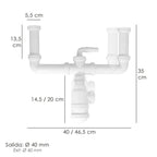 Sifão duplo extensível com garrafa saída 1 1/2" saída ø 40 mm