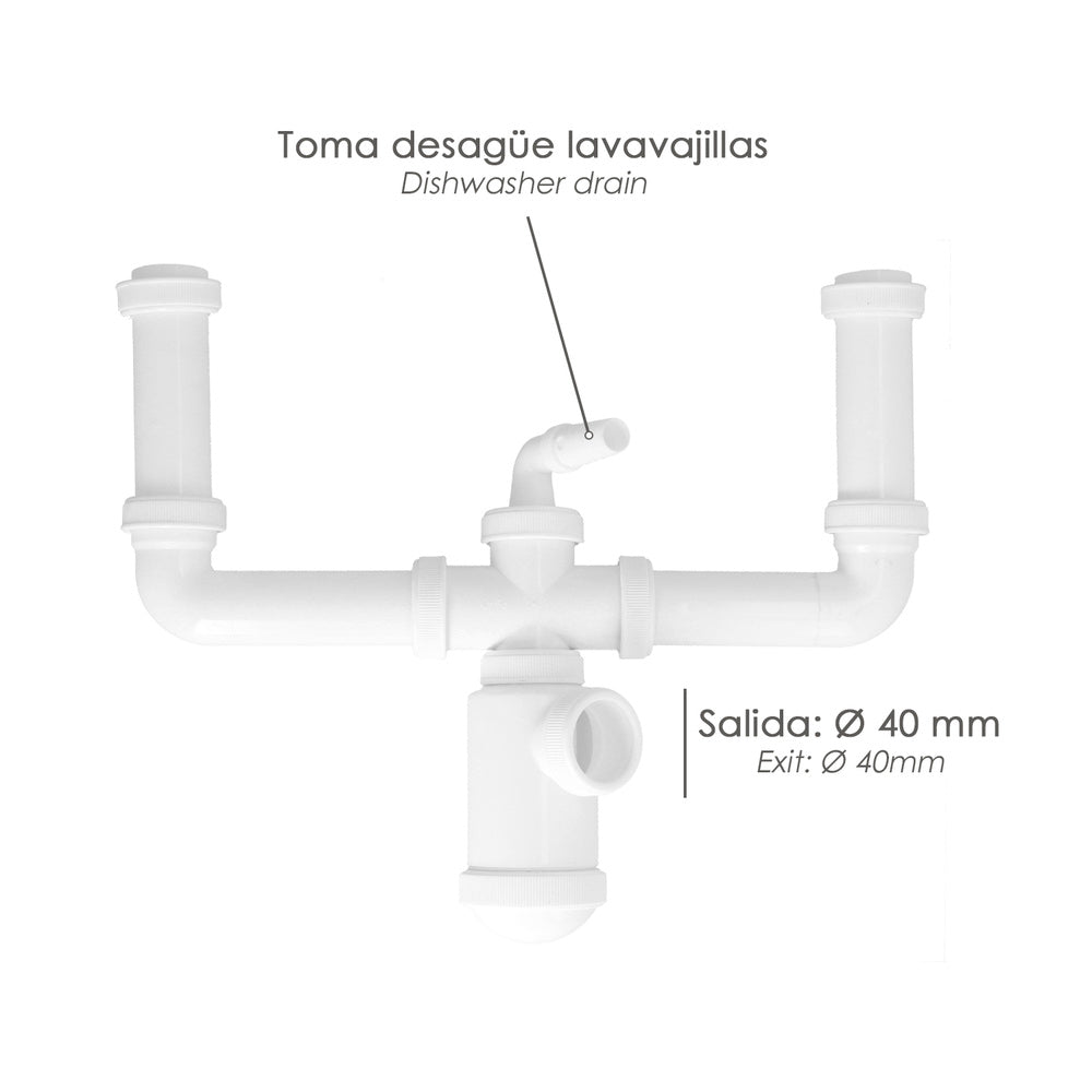Sifão duplo extensível com garrafa saída 1 1/2" saída ø 40 mm