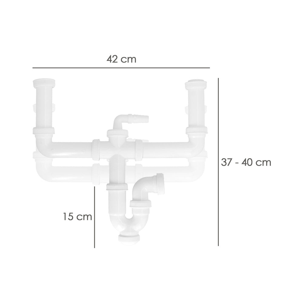Sifão duplo extensível com duas evacuações 1 1/2" saída de ø 40 mm