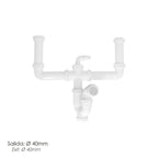 Sifão duplo extensível com duas evacuações 1 1/2" saída de ø 40 mm