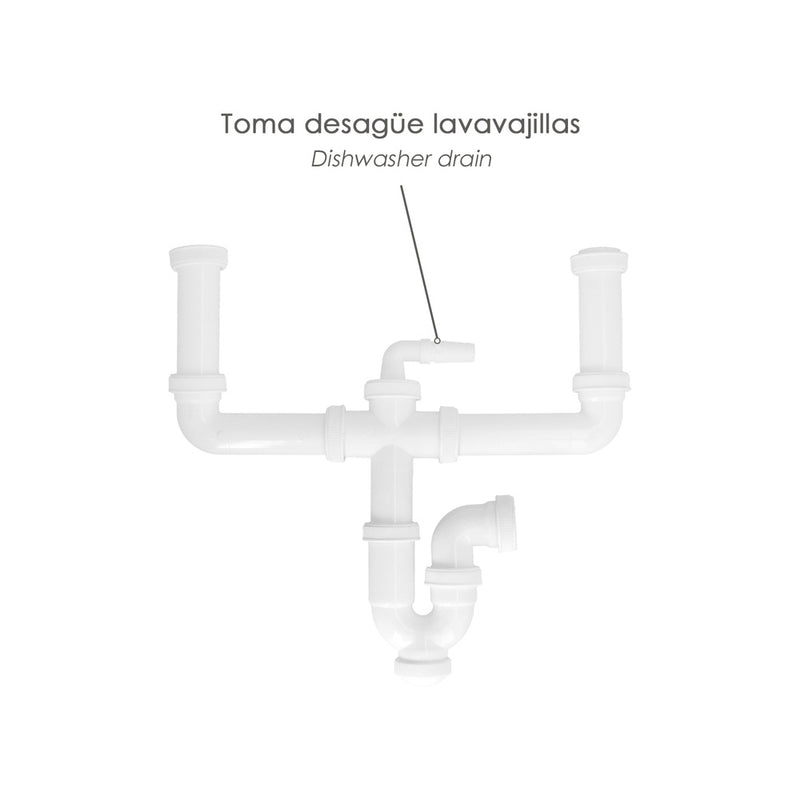 Sifon doble extensible con dos evacuaciones  1 1/2" salida de ø 40 mm