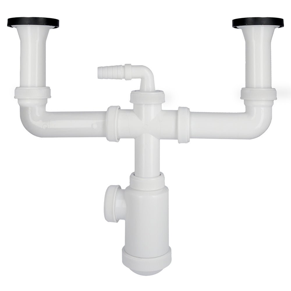 Sifão duplo com válvula extensível 1-1/2" com sumidouros de ø 70 mm sifão lava-louça cozinha, sifão de evacuação