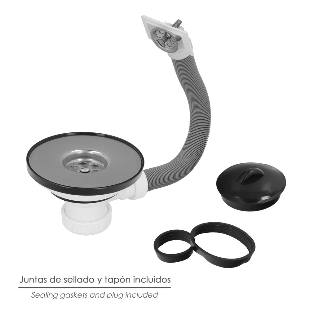 Sink valve ø 115 mm 1 1/2" height 40 mm with overflow