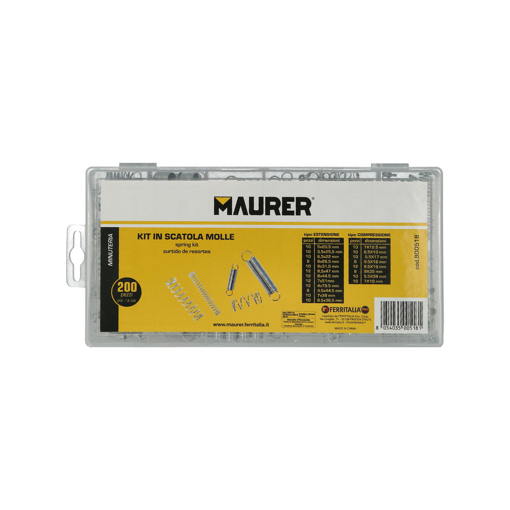 Kit maletin 200 muelles compresión / extensión con caja de almacenamiento, para todo tipo de herramientas y equipos