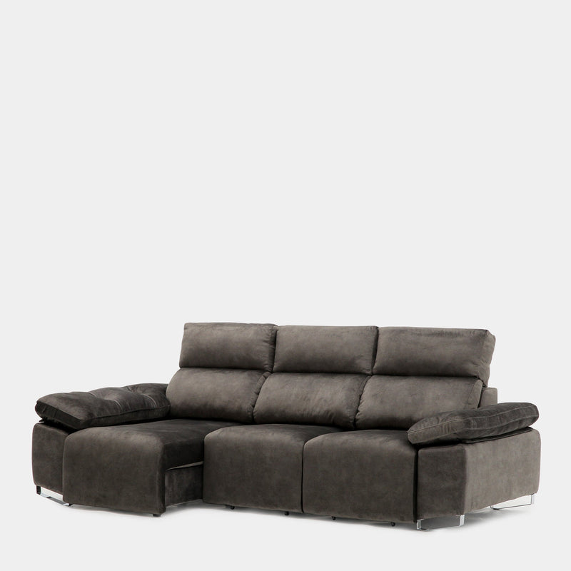 Sofá chaiselongue 3 plazas gris confort diario para el salón
