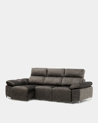 Sofá chaise longue de 3 lugares cinzento, conforto para o dia a dia na sala de estar.