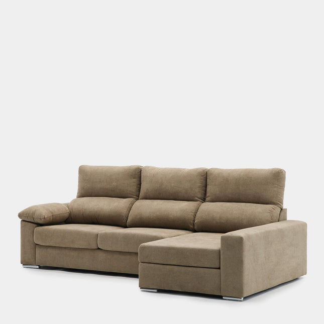 Sofá chaiselongue 3 plazas confort y amplitud | marrón