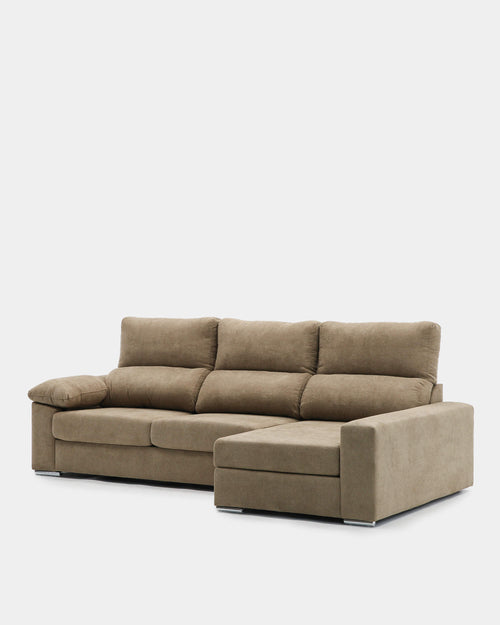 Sofá chaise longue de 3 lugares: conforto e espaço | marrom
