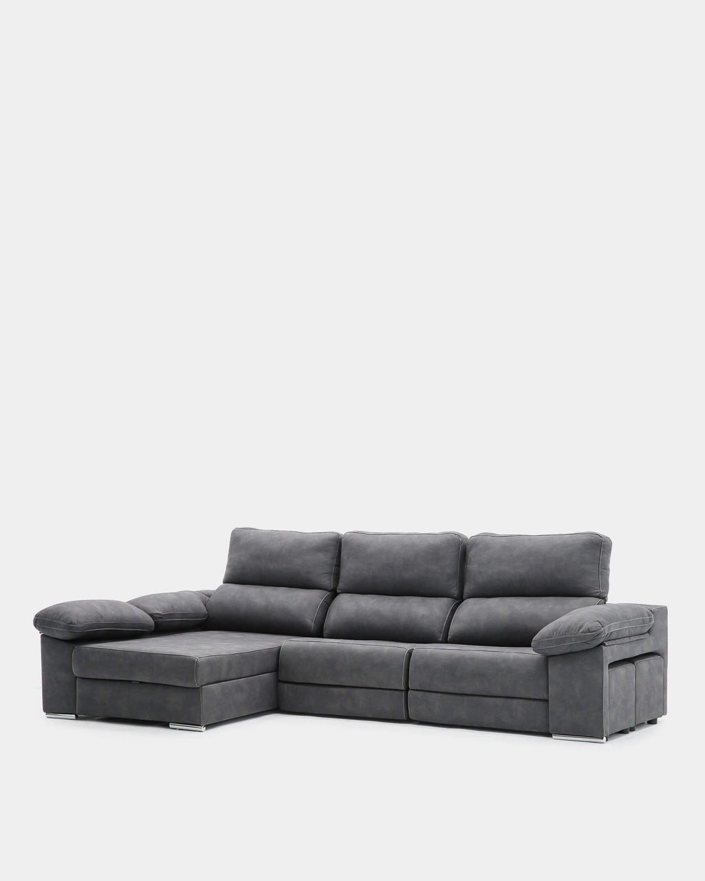 Sofá chaiselongue 4 plazas gris antimanchas | salón