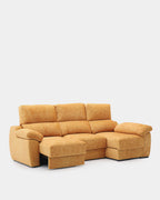 Sofá chaise longue de 3 lugares, 260 cm | amarelo resistente a manchas