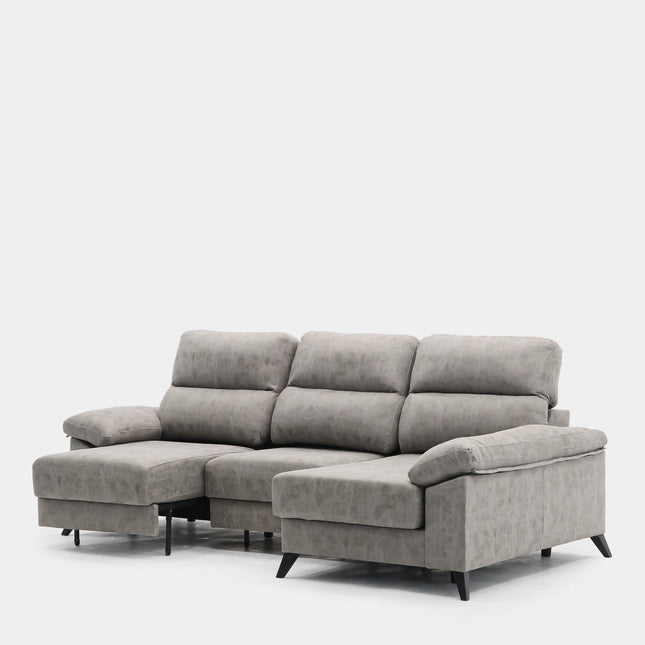 Sofa chaiselongue gris 3 plazas 280 cm con apertura arrastre