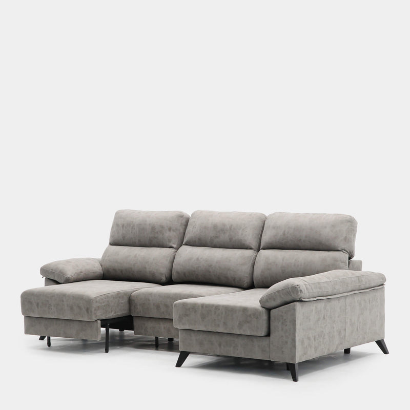 Sofa chaiselongue gris 3 plazas 280 cm con apertura arrastre