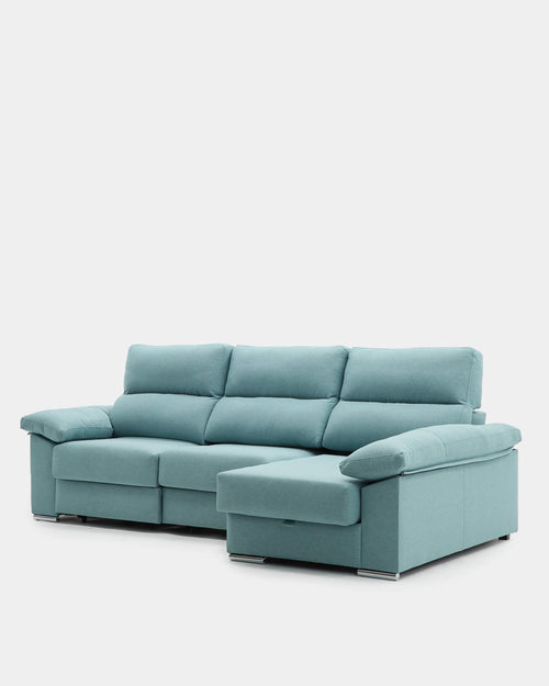 Sofá chaise longue de 3 lugares Denver verde resistente a manchas