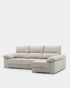 Chaise longue bege com bancos deslizantes, 3 lugares
