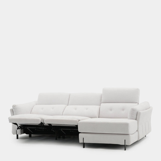 Sofá chaiselongue 3 plazas con asientos relax | blanco