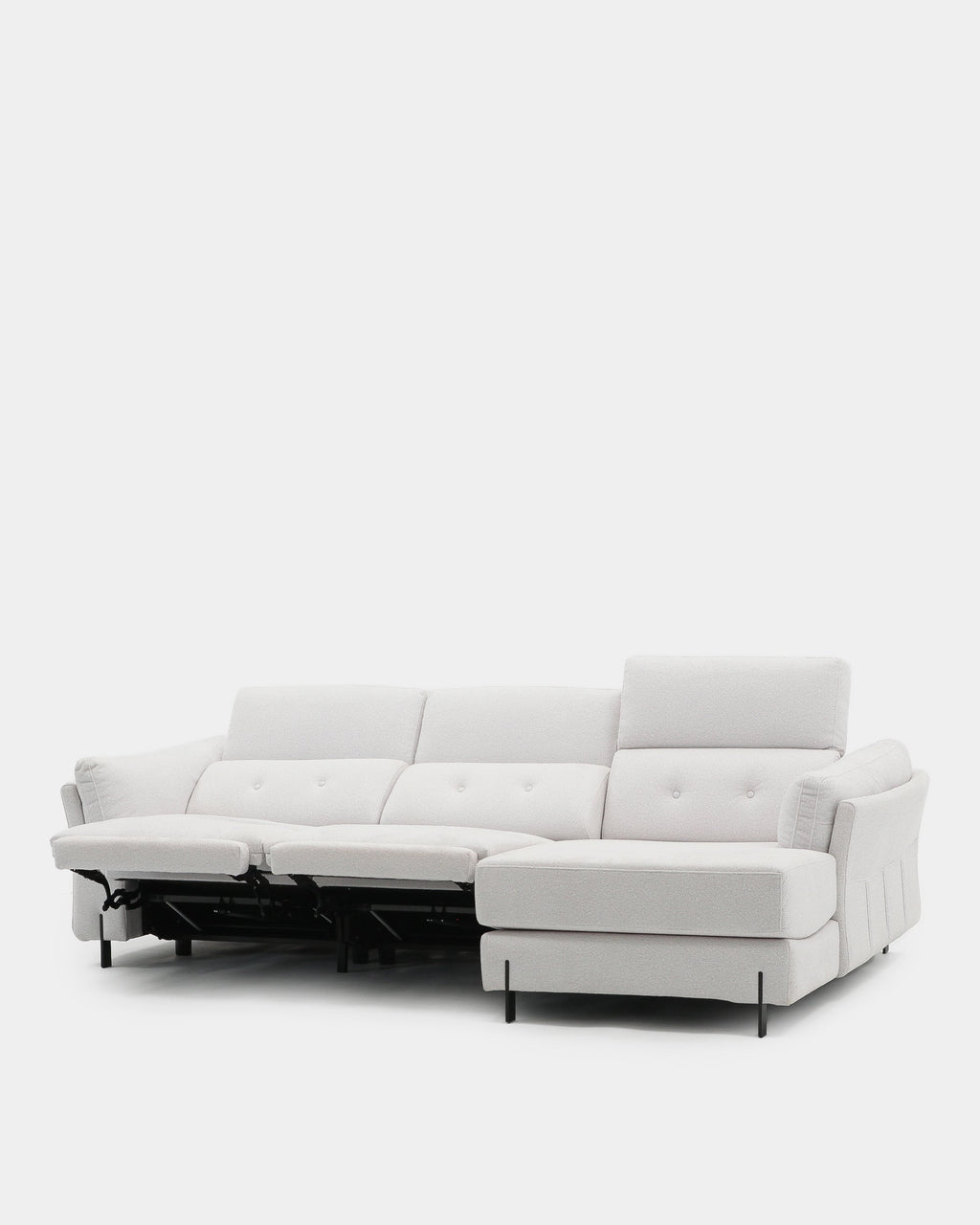 Sofá chaiselongue 3 plazas con asientos relax | blanco
