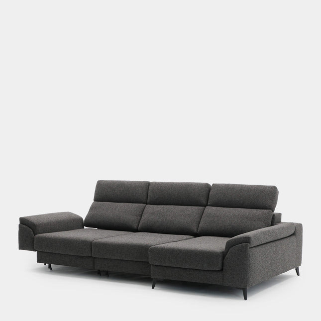 Sofá chaiselongue 4 plazas tapizado gris elegante confort
