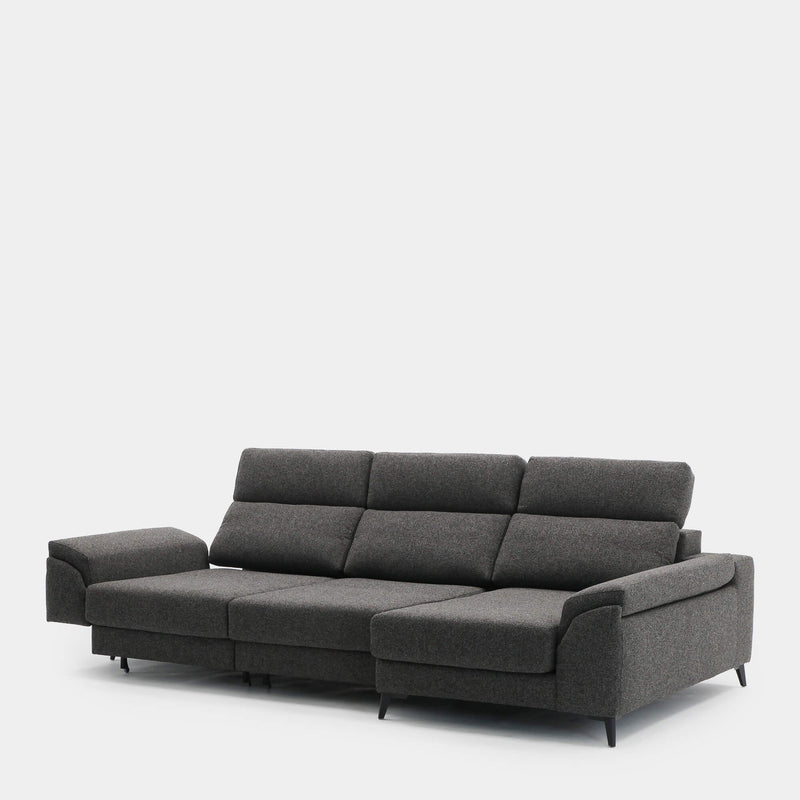 Sofá chaiselongue 4 plazas tapizado gris elegante confort