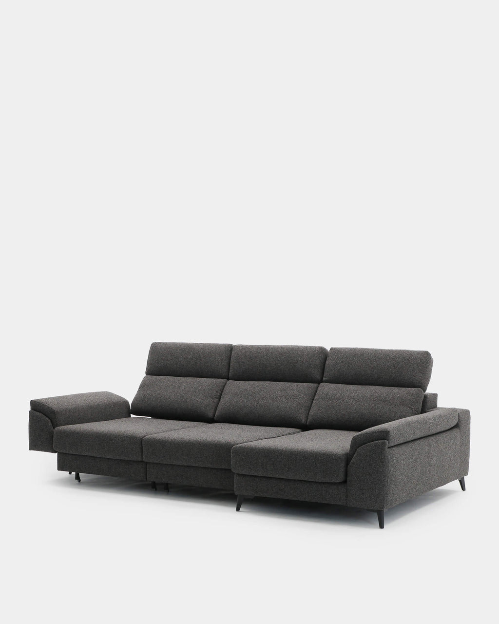 Sofá chaiselongue 4 plazas tapizado gris elegante confort