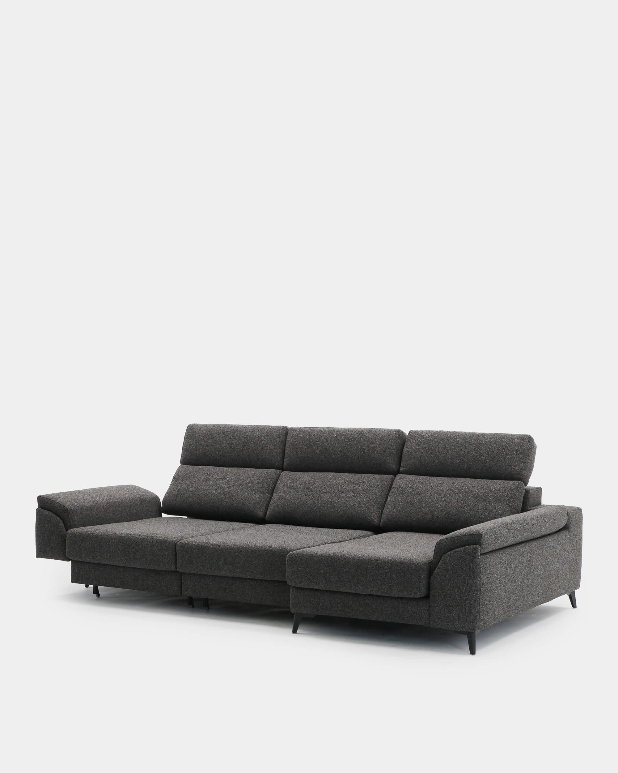 Sofá chaiselongue 4 plazas tapizado gris elegante confort