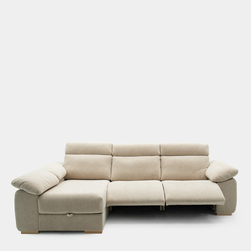 Sofá chaiselongue 3 plazas para sala beige | confort