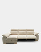 Sofá chaiselongue 3 plazas para sala beige | confort
