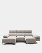 Sofá chaise longue cinzento de 3 lugares | Conforto adaptado às suas necessidades