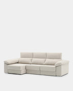 Beige 3-seater chaise longue sofa with sliding seats for living rooms
