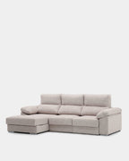 3-seater beige stain-resistant chaise longue sofa for living room