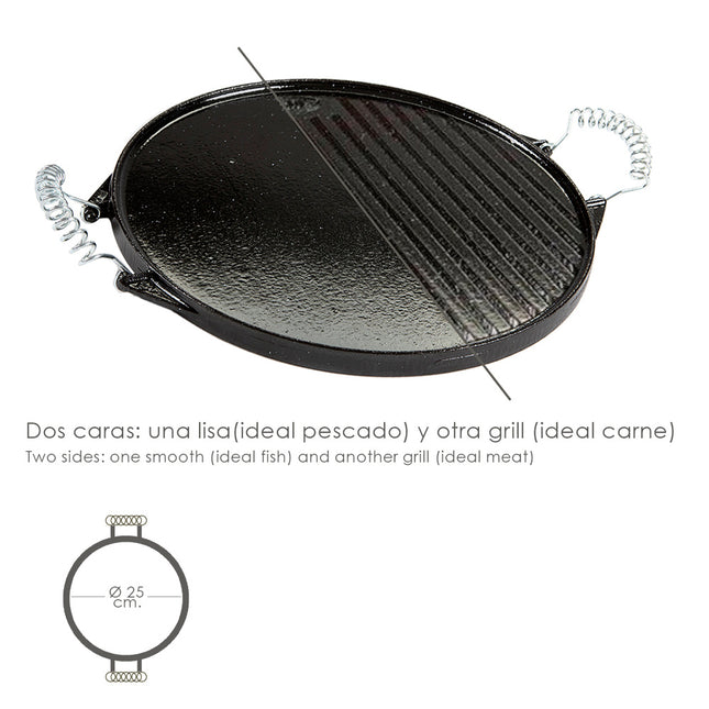 Plancha hierro fundido esmaltada redonda ø 25 cm