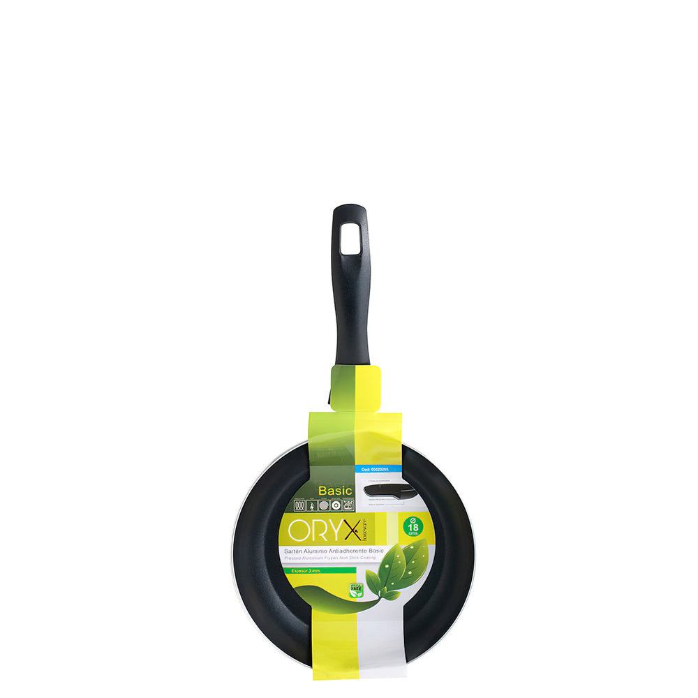 Oryx non-stick aluminum frying pan basic, high resistance, induction hob compatible, PFOA free, 18 cm diameter, 3 mm thick