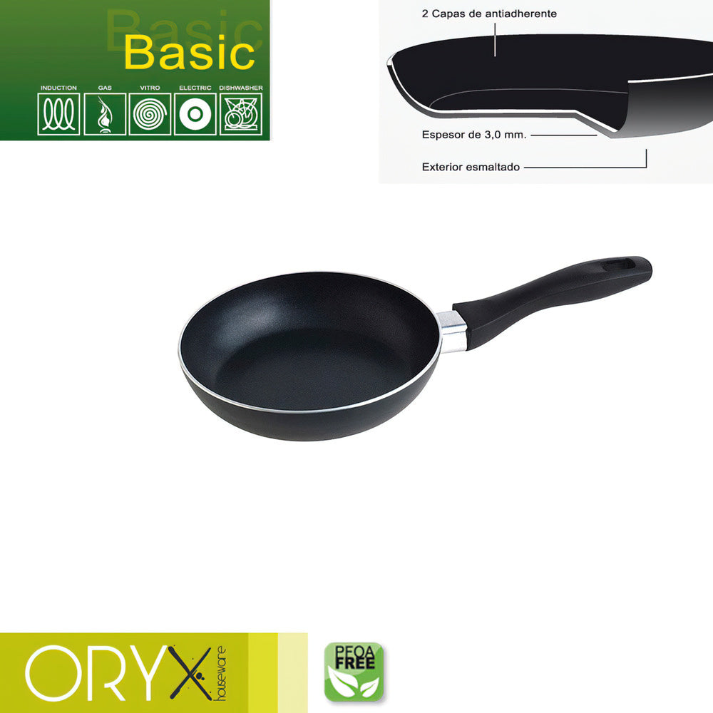 Oryx non-stick aluminum frying pan basic, high resistance, induction hob compatible, PFOA free, 18 cm diameter, 3 mm thick